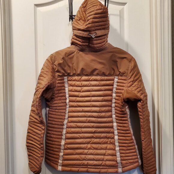 🏔️KÜHL PROJEKT Down Puffer Jacket | Hooded Quilted Insulated Coat | Nude/Tan M - Picture 8 of 14